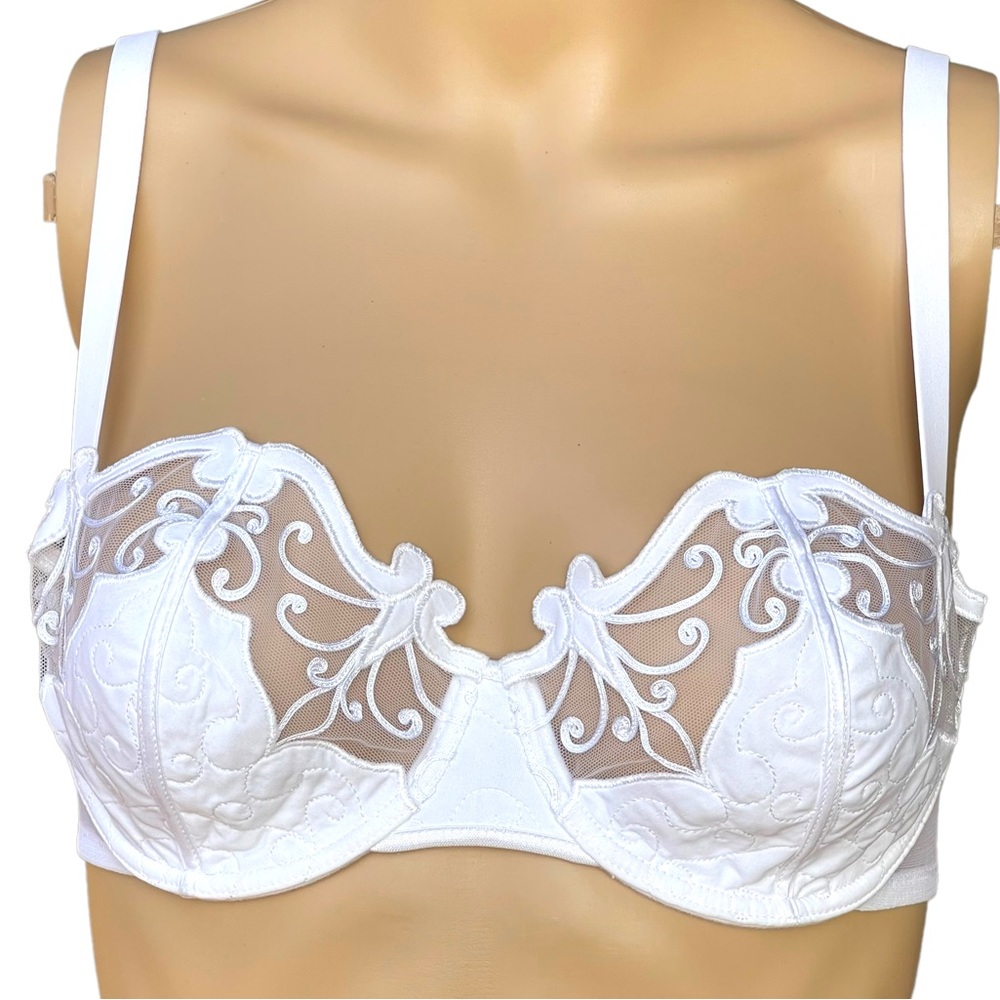 Vintage Ravage white & sheer detailed full coverage bra
